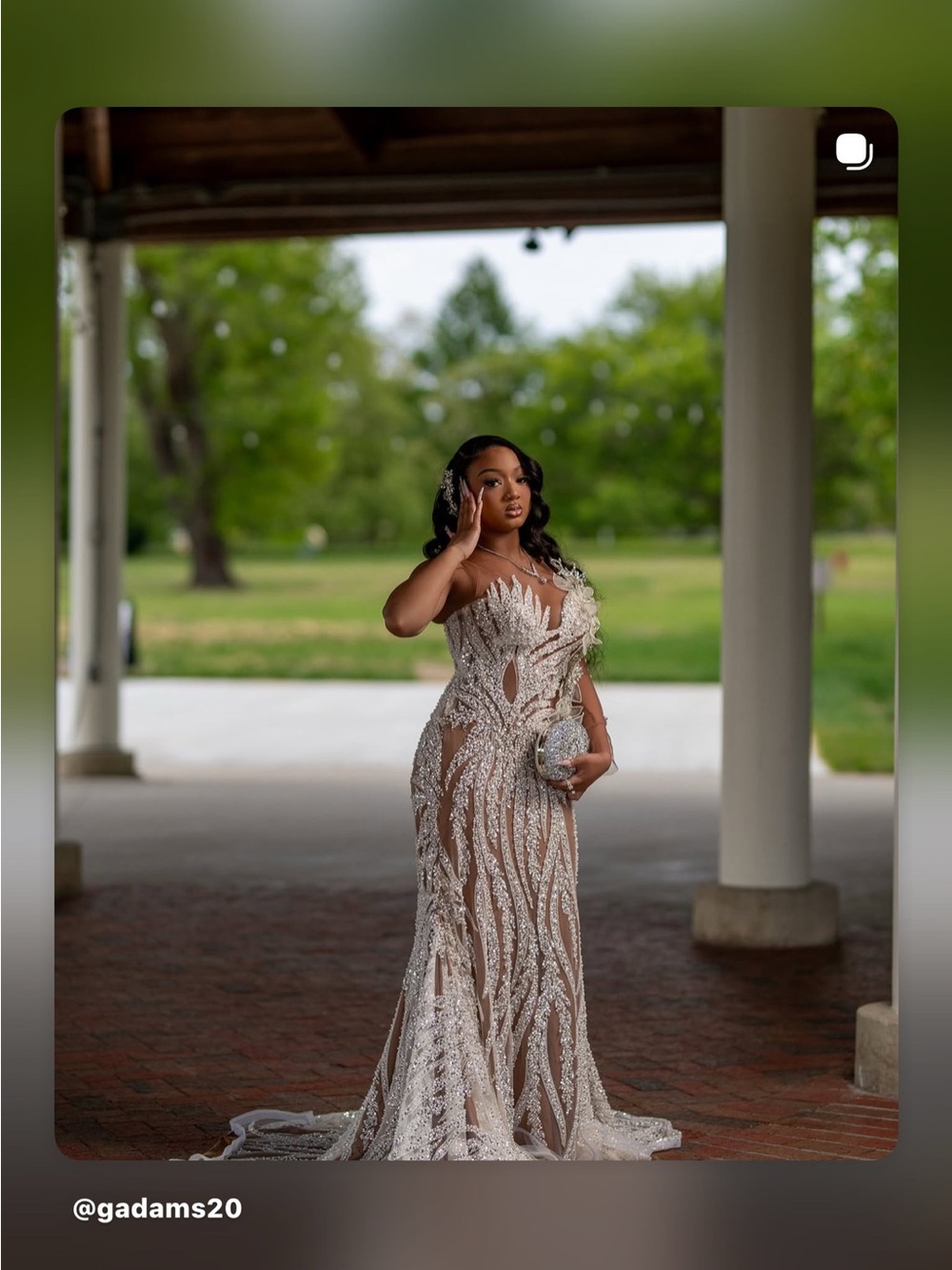 Embellished Sheer Evening Gown in silver